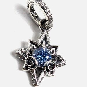 Pandora Silver Star Necklace with Blue Gem Disney Charm Cinderella
